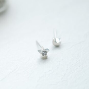 星 ＆三日月 極小 ピアス シルバー925の画像