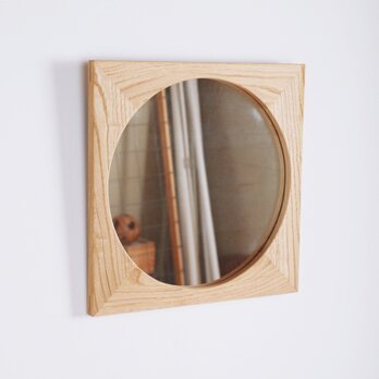 木製 鏡「しかくに◯」栗材5　ミラーの画像
