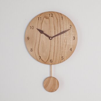 木製 振り子時計 丸型　栗材17の画像