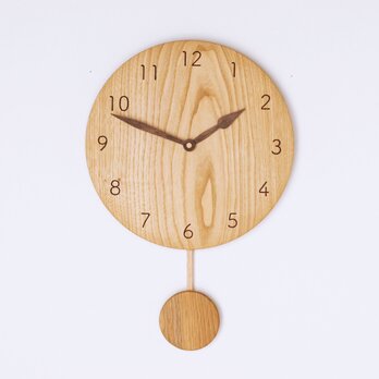木製 振り子時計 丸型　栗材13の画像