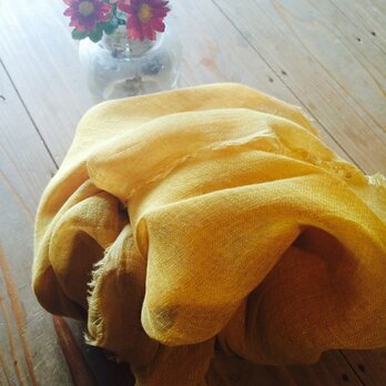 草木染めストール（たまねぎと黄金花ブレンド・山吹色）minekoさま専用の画像