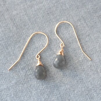 grey moonstone large hook earringsの画像