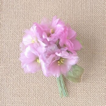 スィートピンクの桜 S * 2種シルク製 * コサージュ 髪飾りの画像