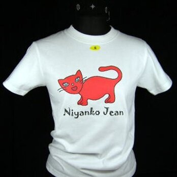 ★★オリジナルデザイン★赤色の猫のTシャツ・新品★★の画像