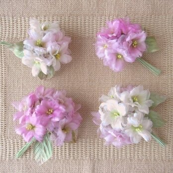 スィートピンクの桜 M * 2種シルク製 * コサージュ 髪飾りの画像