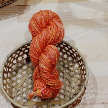 オーダー受付　送料無料　シルクメリノ高級手紡ぎ毛糸　オレンジ系ミックスの画像