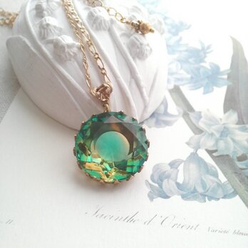 ヴィンテージ　シトリン／エメラルド　クラシカルネックレス