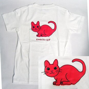 ★★★オリジナルデザイン★赤色の猫のTシャツ・新品★★★の画像