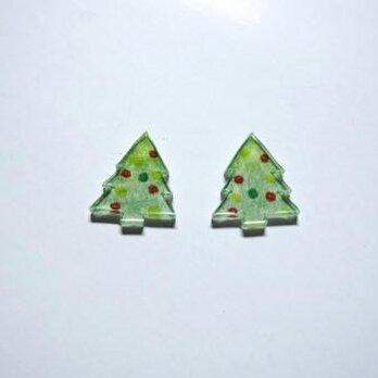 【Xmas】 Greenクリスマスツリーピアス　/イヤリングの画像