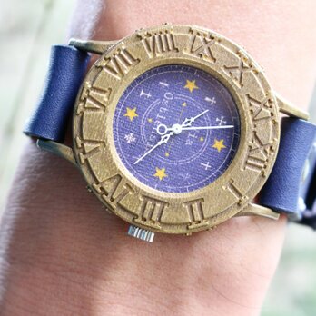 手作り腕時計　Via Ostiensis(十字架レトロ時計 アンティークケース Blue & Dark Blue)の画像