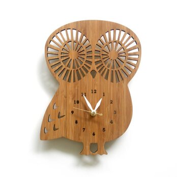 フクロウの掛け時計 OWL（数字あり）の画像