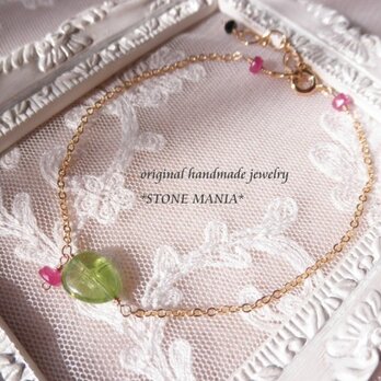 ペリドット&ルビーのキャンディーブレス Peridot&Ruby Sweety bracelet B0044の画像