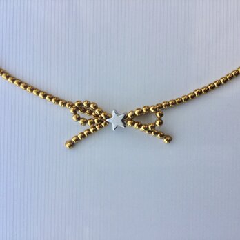 "ribbon" (gold) 〜 一点物！ ヘマタイトネックレスの画像