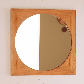 木製 鏡「しかくに◯」桜材4　ミラーの画像