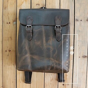 【受注製作】本革の収納たっぷりリュックサック　バッグ　かばん　茶褐色　RT7362の画像
