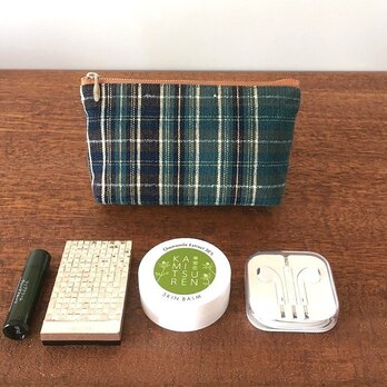 おでかけポーチ　indigo green