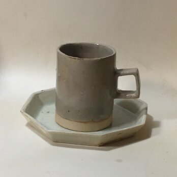 T001 灰釉コーヒーカップ&ソーサの画像
