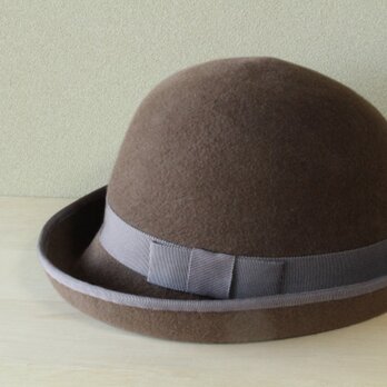 折りたためる帽子58cm piping hat [rabbit fur] brownの画像