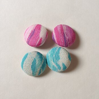 絹手染くるみボタン4個（18mm 水色・ピンク紫）の画像