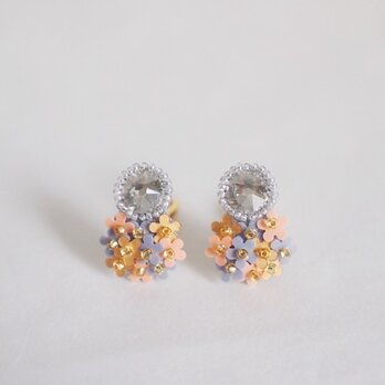 ビジュー＆ブーケ　ピアス　テラコッタピンク