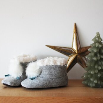 <Xmasセール>baby booty＊スムースグレー・ポンポン