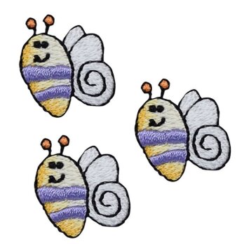 アップリケワッペン スマイル みつばち 3枚 UI ミツバチ 蜜蜂 昆虫 入園 入学 W-0475の画像