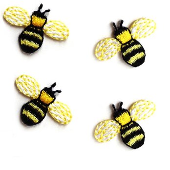 アップリケワッペン ミニみつばち 4枚 W-0531 ミツバチ 蜜蜂 昆虫 入園 入学 養蜂の画像