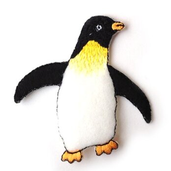 アップリケワッペン フワフワ ペンギン エンペラー ペンギン 王様 冬 南極 雪 鳥 UI W-0382の画像