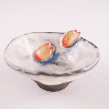 陶器ぐい呑み-桜花びらのレリーフの画像