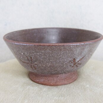 陶器ご飯茶碗（小）赤土・トンボ柄の画像