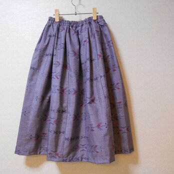 薄紫色の大島紬リメイクスカートの画像