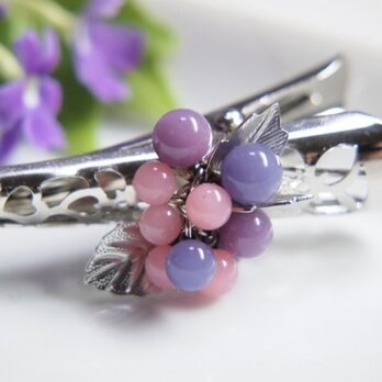 お花のヘアクリップ　小　ピンク＆紫の画像
