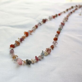 Rough Rock Spinel Long Necklace w/ 14Kgoldfilledの画像