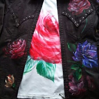 薔薇のジャケット+Tシャツ(ブラウス)《手描きオーダーメイド作品》の画像