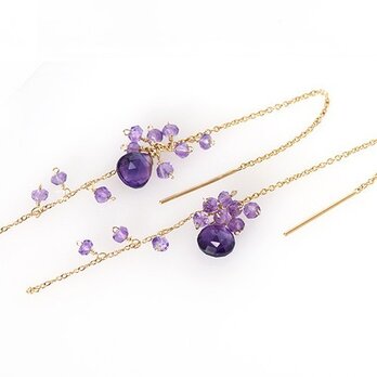 アメジストアメリカンチェーンピアス