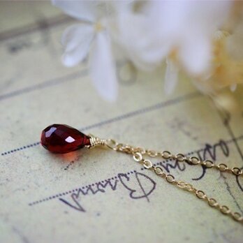 Garnet Drop Necklace  January Birthstoneの画像