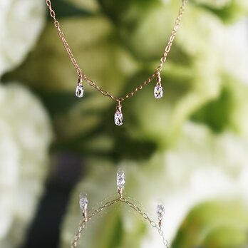 K18ダイヤモンドのブリオレットドロップ3粒ネックレス　～Manonの画像