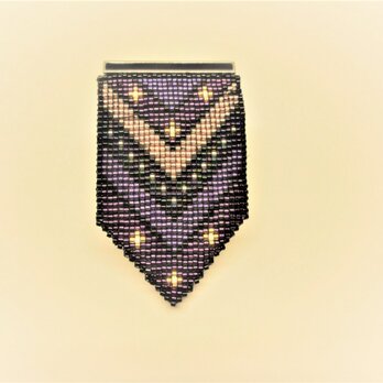 ビーズ織のブローチ　”V字ヴァリエーション”の画像