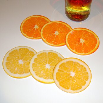 おもてなし用コースター♪オレンジ&レモンの画像