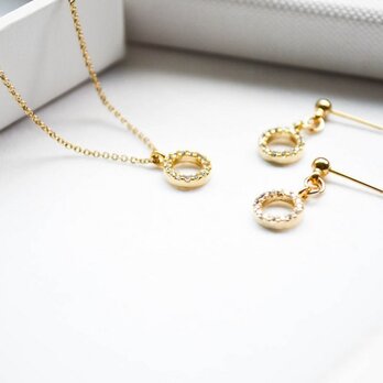 12月限定Circle Zirconia Pierces（Earrings) ＆Necklace set