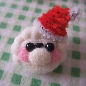 羊毛フェルト　サンタトイプードルブローチ☆の画像