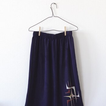 茄子紺のシンプルギャザースカートの画像