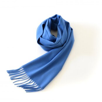 尾州織り 100% カシミヤマフラー（ブルー）