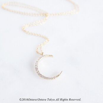 【14KGF】Necklace,CZ Crescent Moonの画像