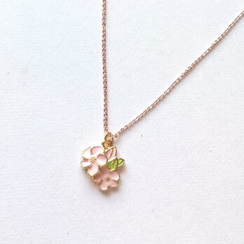 【さくら咲く　ネックレス】ローズゴールド色チェーン　桜　花　の画像