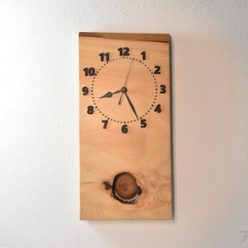 木目が美しい木曽檜の節が揺れるインテリア振り子時計【クオーツ時計】の画像