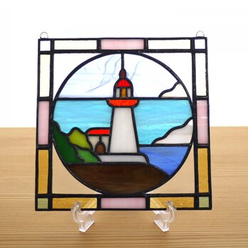 ステンドグラス ミニパネル 灯台 15cmの画像