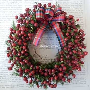 atelier blugra八ヶ岳〜初秋の頃ノイバラの実Wreath002の画像