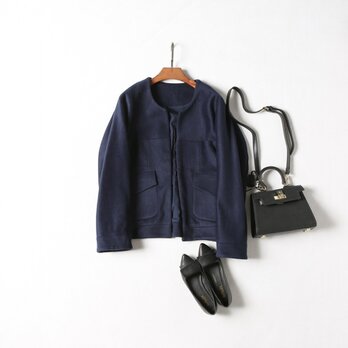 ウール　ショットコート　紺色