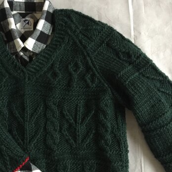 暖暖極太ガンジー模様セーター （F様受注）の画像